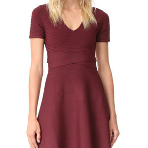 Burgundy Ribbed and Stretch-knit Mini dress